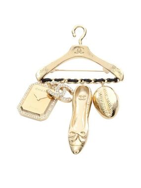 Authentic Chanel 23A Coco Mark hanger-motif brooch